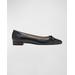 Sleek Mixed Leather Ballerina Flats