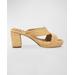 Raffia Crisscross Block-heel Sandals