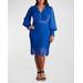 Plus Size Pleated Bishop-sleeve Dress