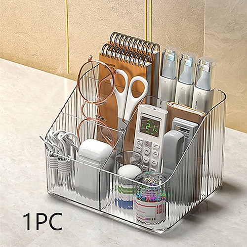 Multifunktionale Aufbewahrungsbox aus Acryl: stapelbarer, stilvoller und minimalistischer, transparenter Desktop-Organizer für Kosmetika, Schmuck, Kaffee, Tee, Stifte, Make-up-Pinsel, der ein Gefühl Image