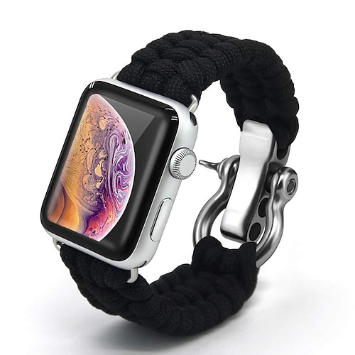1 Packung Handgemachtes geflochtenes Seil Kompatibel mit Apple Watch Armband 38mm 40mm 41mm 42mm 44mm 45mm 49mm Geflochten Elasthan Verstellbar Stoff Ersatzarmband für iwatch Ultra 2 Series 9 8 7 SE Image