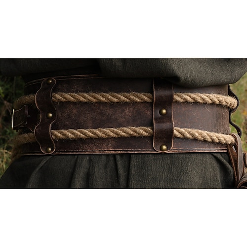 Mittelalterlich Renaissance Steampunk Cosplay Kostüm Taillengürtel Krieger Wikinger Keltischer Ritter Ranger Elfen Kostüm Herren Damen Halloween Maskerade Leistung Bühne LARP Erwachsene Gürtel Image