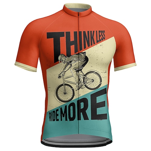 Herren Radtrikot Grafik Buchstaben Zahlen Kurzarm Fahhrad Oberteil mit 3 Gesäßtaschen Mountainbike MTB Straßenradsport Schnelltrocknend Reflektierende Streifen Rückentasche Feuchtigkeitsableitend Image