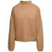 Beige Mock Neck Sweater With Embroidered Logo In Wool Woman