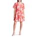 Floral Short Sleeve Linen Blend Dress