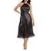 Hannah Pleated Metallic Halter Dress