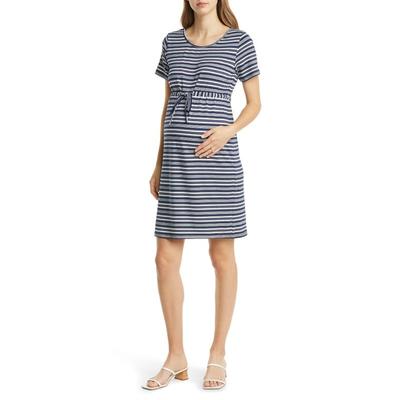 Stripe Drawstring Maternity Dress