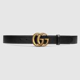 414516 Ap00t 1000 Belt Leather With Gold Double G Buckle Slim 3cm (GGB1009)