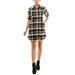 Collared Tab Plaid Shirtdress