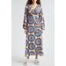 Hostess Print Long Sleeve High/low Maxi Dress