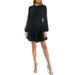 Long Sleeve Tie Waist Flounce Hem Dress