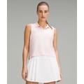 Swiftly Tech Sleeveless Polo Shirt Colour Tip - Color White/pink - Size 0