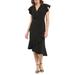 Ruffle Asymmetric Hem Faux Wrap Dress