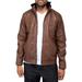 Faux Leather Hooded Moto Jacket With Faux Fur Lining