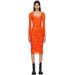 Orange Ruched Midi Dress