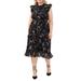 Floral Smocked Ruffle Swiss Dot Midi Dress