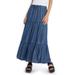 Tiered Denim Maxi Skirt