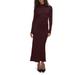 Shine Rib Long Sleeve Midi Sheath Dress