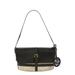Watermill Flap Leather & Woven Palm Shoulder Bag