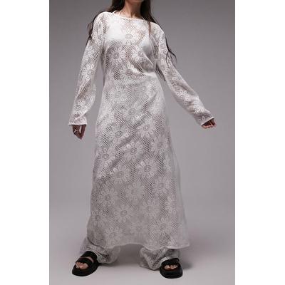 Long Sleeve Floral Lace Cover-up Maxi Dress