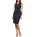 234005 Faux Wrap Fitted Dress With Jewel Accent