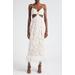 Sarah Cutout Lace Feather Trim Maxi Dress