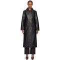 Black Semi-fitted Leather Coat