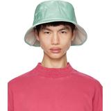 Reversible Green & Gray Embroidered Bucket Hat