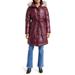 Belted Puffer Coat With Faux Fur Trim Hood