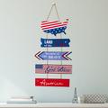 Independence Day Decorations: Wooden Hanging Ornaments with American Flag, USA Letters in Red, Blue,For Memorial Day/The Fourth of July