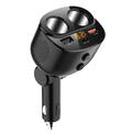 Car Charger 80W 2 Outlet Cigarette Lighter Splitter QC 3.0 Dual USB Ports 1 USB C Fast Car Adapter with Independent Switch LED Voltmeter for Dash Cam/Mobile Phone/iPad