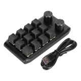 Mini Custom Keypad 12 Mechanical Keys 2 Knobs Programmable Red Switch Programming Macro Keypad for PC Gaming Multimedia Wired USB