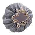 Zainafacai Shower Cap Women Double Waterproof Shower Satin Bathing Cap Hats Silk Reusable Hair Cover Grey