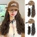 GHYJPAJK Wig For Women With Long Hair One-piece Lazy Slightly Curly Hair Baseball Cap