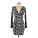 Divided by H&M Casual Dress - Mini V Neck Long sleeves: Silver Snake Print Dresses - Women's Size 10