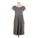Gap Casual Dress Scoop Neck Short sleeves: Gray Solid Dresses - Women's Size Small