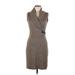 Calvin Klein Casual Dress V Neck Sleeveless: Gray Solid Dresses - Women's Size 8