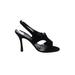 Manolo Blahnik Heels: Black Print Shoes - Women's Size 37.5 - Open Toe