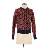 Anthropologie Cardigan Sweater: Orange Jacquard - Women's Size X-Small