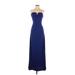Adrianna Papell Cocktail Dress - Formal Strapless Sleeveless: Blue Solid Dresses - Women's Size 3