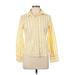 IZOD Long Sleeve Button Down Shirt: Yellow Stripes Tops - Women's Size Large