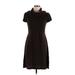 Calvin Klein Casual Dress High Neck Short sleeves: Brown Print Dresses - Women's Size Large