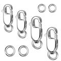 Sterling Silver 925 Clasps 4 Pieces Lobster Claw Clasps With Jump Rings Necklace Bracelet Jewelry Silver Clasps For Jewelry Making Necklace Bracelet DIY Making Gifts(10MM/12MM -Silver)