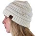 C.C Soft Stretch Cable Knit Side Epoxy Button for Mask Beanie Skully Ivory