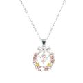 Pink Zircon Pendant Necklace for Women Y2K Heart Silver Chain Necklaces Jewelry/ M1S6