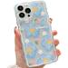 Compatible with iPhone 12 Pro Case Cute Cartoon Floral Butterfly Design for Women Girls Aesthetic Kawaii Slim Soft TPU Transparent Cover for iPhone 12 Pro 6.1 inch (Blue)