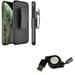 Case Belt Clip w USB Cable for iPhone XS/X - Holster Swivel Cover Kickstand Armor Retractable Charger Power Cord Sync for iPhone XS/X