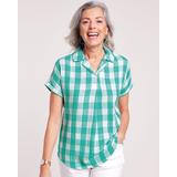 Blair Women's Plaid Gauze Dolman Shirt - Green - M - Misses