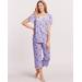 Blair Women's Floral-Print Capris Pajama Set - Purple - XL - Womens