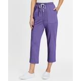 Blair Pull-On Knit Drawstring Sport Capris - Purple - PXL - Petite